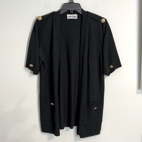 San Remo by Laura knits black short Sleeve vintage cardigan - Picture 1 of 7